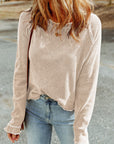 Daisy Textured Round Neck Long Sleeve Top