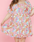 Lea Puff Sleeve Square Neck Plus Babydoll Dress