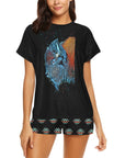 Native Buffalo Women's Western Top and Short Pajama Set