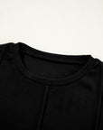 Solid Reverse Seam Crew Neck Long Sleeve Top