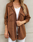 Textured Contrast Flap Pocket Shacket