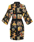 Vintage Cowgirl College Satin Kimono Robe