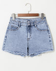 Heaven Rhinestone Raw Hem Denim Shorts