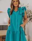 Azalea Tiered Ruffled Sleeves Mini Dress with Pockets