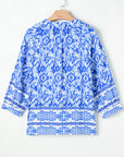 Boho Tied Neck 3/4 Sleeve Blouse
