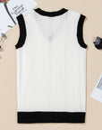 Veronica Eyelet Knit V Neck Sweater Vest