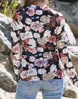 Floral Mesh Mock Neck Top