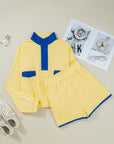 Colorblock Patchwork Pullover and Shorts Set