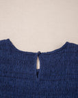 Smocked Short Sleeve Midi Dress