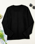 Solid Reverse Seam Crew Neck Long Sleeve Top