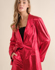 Sleek Metallic Blazer Set