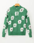 Maria Floral Half Zip Drop Shoulder Sweater