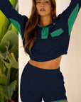 Colorblock Patchwork Pullover and Shorts Set