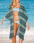 Teal Aztec Duster Kimono Coverup