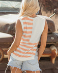 Flag Notched Neckline Loose Sweater Vest