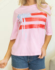 Flag Bow Crewneck Graphic Tee