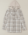 Plaid Removable Hood Buttoned Shacket