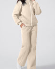 Solid Zip-Up Jacket and Drawstring Pants Set