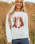 Amanda Embroidered Bow Boots Sweater