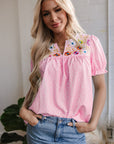 Hadlee Floral Embroidered V Neck Blouse