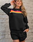 Colorblock Stripe Pullover and Shorts Set