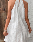 Gloria Boho Eyelet Pattern Halter Neck Sleeveless Dress