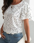 Dalmatian Dotted Ruffle Sleeve Blouse