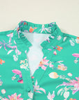 Floral Lantern Sleeve Buttoned Shirt