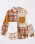 Plaid Colorblock Patchwork Shirt Jacket
