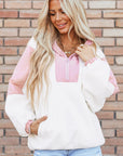 Eliza Patchwork Half Zip Oversized Sherpa Hoodie