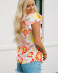Judith Multicolor Flutter Sleeves Floral Blouse