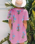 Floral Split Neck Mini Dress
