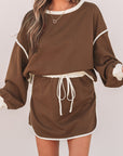Colorblock Long Sleeve Top and Skort Set