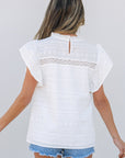 Alondra Lace Flutter Sleeve Eyelets Blouse