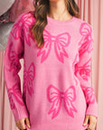 Bow Pattern Drop Sleeve Loose Sweater