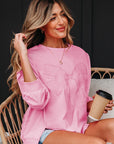Brianna Lace Bow Embroidered Exposed Seam Sweatshirt