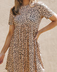 Laney Short Sleeve Leopard Tunic T-shirt Dress