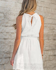 Reyna Lace Sleeveless Knot Back Mini Dress