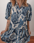 Boho Floral Buttoned Mini Dress