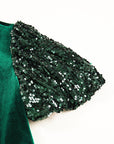 Velvet Sequin Puff Sleeve Tiered Mini Dress