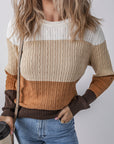 Madison Colorblock Cable Knit Sweater