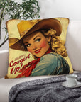 Vintage Cowgirl Up Throw Pillow Case 18 x 18 Made in America