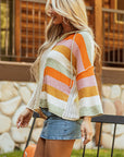Harper Oversized Colorblock V Neck Hooded Sweater