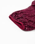 Lenora Glittering Sequin Short Bubble Sleeve Blouse