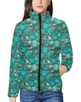 All Turquoise Women's Puffy Bomber Jacket