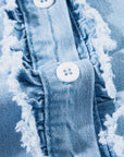 Ashlyn Ruffled Flutter Frayed Denim Top