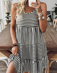 Stripe Sleeveless Tiered Mini Dress