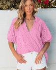 Arielle Embroidered Hollow-out Puff Sleeve Blouse