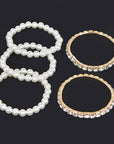 Faux Pearl Rhinestone Stretch Bracelet