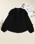Plus Size Ruffle Balloon Sleeve Chiffon Shirt